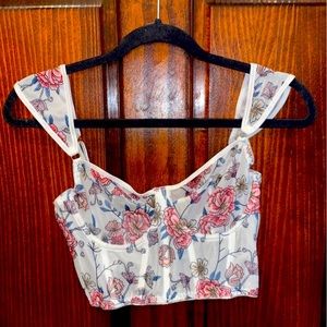 Floral corset mesh bustier top.